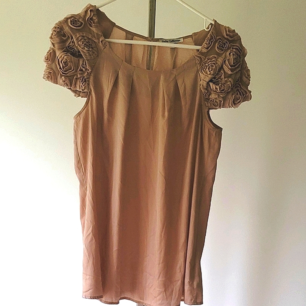 Dalia Collection Women's Short Sleeve Floral Top Size M